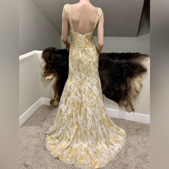 Stunning Custom Heavily Jeweled Mermaid Gown/All-over Crystal Beads & Sequins - Picture 12 of 17